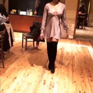 V-neck fit & flounce dress